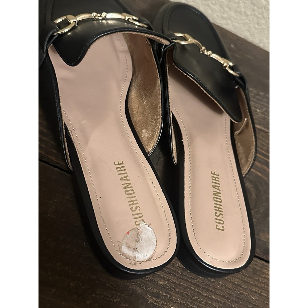 Cushionaire Black & Gold Faux-Leather Loafer Mule Shoes Women's Size 10 M - Picture 9 of 13